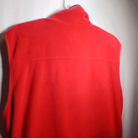 L.L. Bean Mens Fleece Outdoor Vest Size Large Full Zip Warm Layered Red & Navy - Picture 8 of 11
